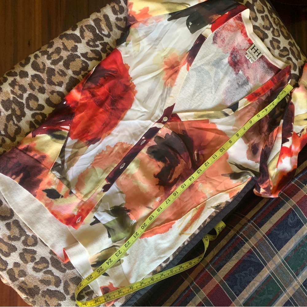 HAUTE HIPPIE watercolor floral long sleeve cardigan silk cotton Small - Picture 8 of 10
